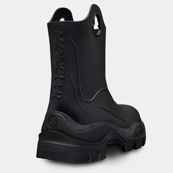 Moncler Women's Misty Black Round Toe Embossed Logo Rain Boots Size 41 MSRP $555 - Picture 3 of 12